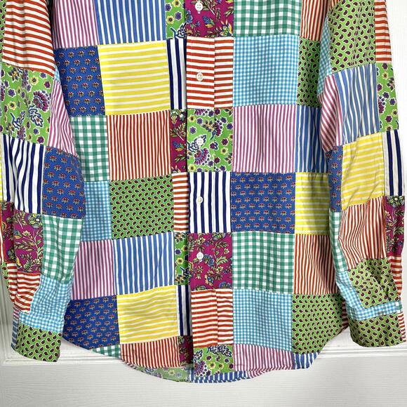 Vintage Ralph Lauren Patchwork Long Sleeve Button Up Shirt Men S - Picture 4 of 8